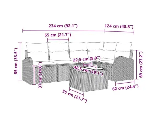 Sofos Komplektas Su Pagalve 6 Pcs Šviesiai Pilka Poliesteris