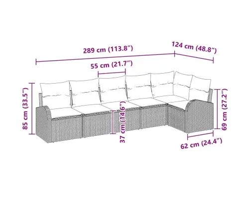 Aia Diivanikomplekt Padjaga 6 Pcs Helehall Polürooster