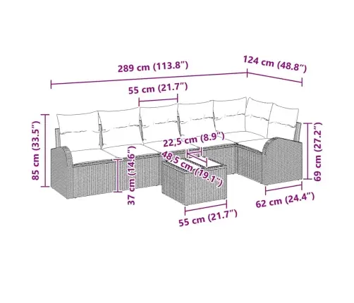 Aia Diivanikomplekt Padjaga 7 Pcs Must Polürooster