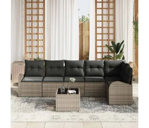 6 Daļu Dārza Dīvānu Komplekts Ar Spilveniem Melnā Poli Ratāna Vidaxl