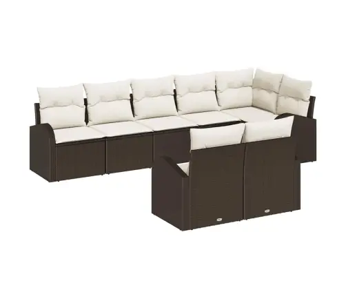 8 Daļu Dārza Dīvānu Komplekts Ar Spilveniem Brūnā Poliratānā Vidaxl