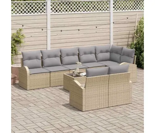 Dārza Dīvānu Komplekts 9 Pcs Bēša 55 X 55 X 37 Cm Vidaxl