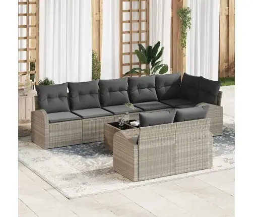 9 Daļu Dārza Dīvānu Komplekts Ar Spilveniem, Pelēks, No Poliratanas Vidaxl