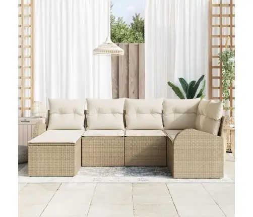 6 Elementu Dārza Dīvānu Komplekts Ar Spilveniem Bēšs Poli Rotangpalma Vidaxl