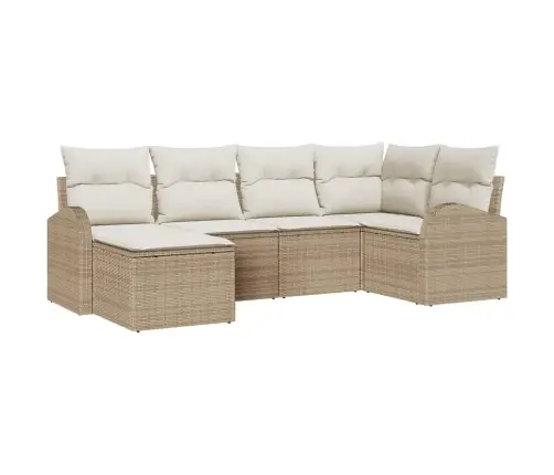 6 Elementu Dārza Dīvānu Komplekts Ar Spilveniem Bēšs Poli Rotangpalma Vidaxl