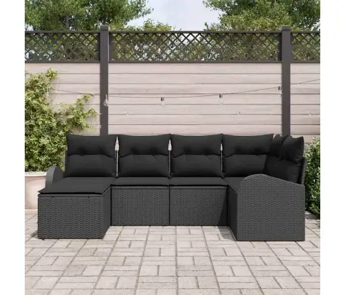 6 Gabalu Dārzs Dīvānu Komplekts Ar Spilveniem Melnā Poli Rotangā Vidaxl
