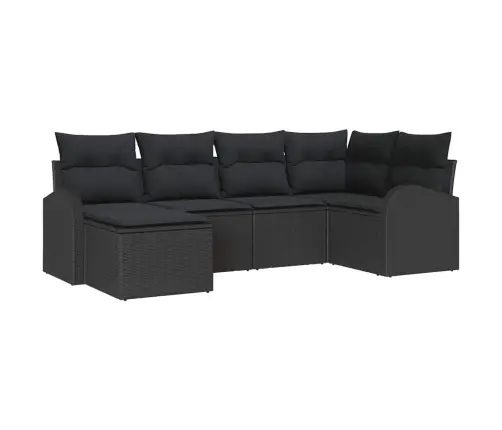 6 Gabalu Dārzs Dīvānu Komplekts Ar Spilveniem Melnā Poli Rotangā Vidaxl