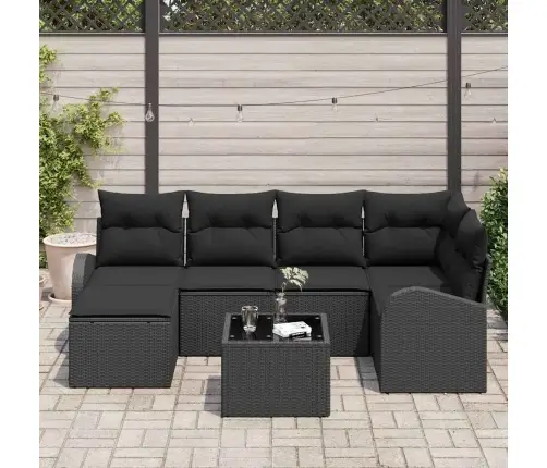 7 Daļu Dārza Dīvānu Komplekts Ar Spilveniem Beigā Poli Rotangpalma Vidaxl