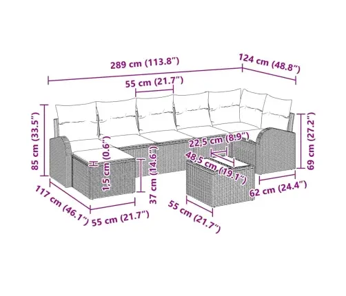 Aia Diivanikomplekt Padjaga 8 Pcs Must Polürooster