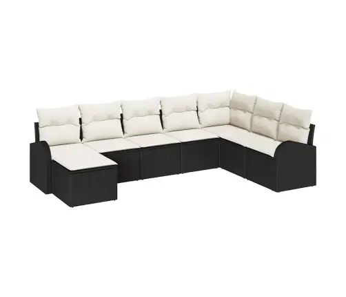 Sodo Sofų Rinkinys Su Pagalve 8 Pcs Juoda Poli Ratanas
