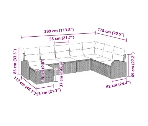 Sodo Sofų Rinkinys Su Pagalve 8 Pcs Juoda Poli Ratanas