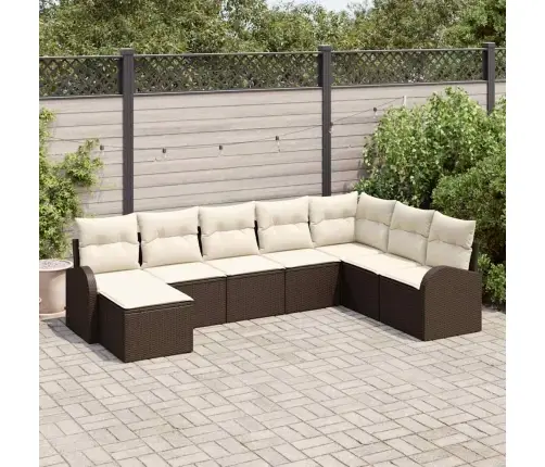 8 Daļu Dārza Dīvānu Komplekts Ar Spilveniem - Brūnais Poliratans Vidaxl