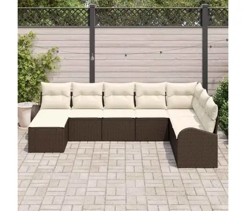 8 Daļu Dārza Dīvānu Komplekts Ar Spilveniem - Brūnais Poliratans Vidaxl