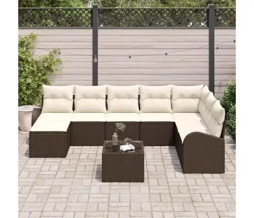 8 Daļu Dārza Dīvānu Komplekts Ar Spilveniem Pelēks Poliratanis Vidaxl