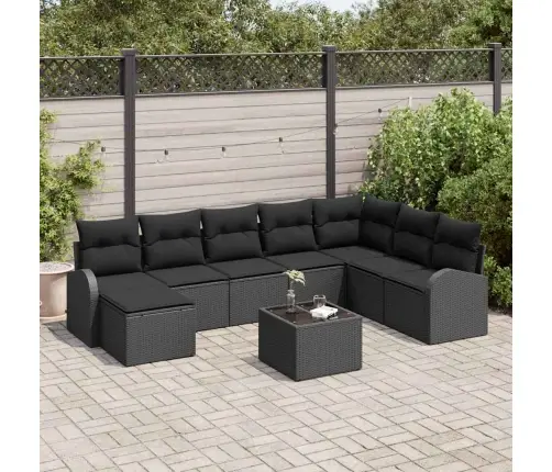 Aia Diivanikomplekt Padjaga 9 Pcs Must Polürooster