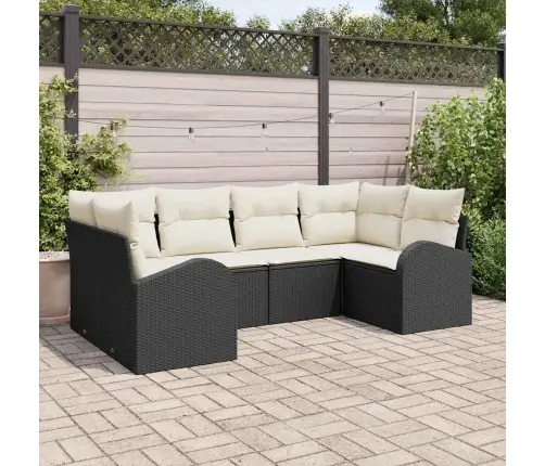 Aia Diivanikomplekt Padjaga 6 Pcs Must Polü Rattan