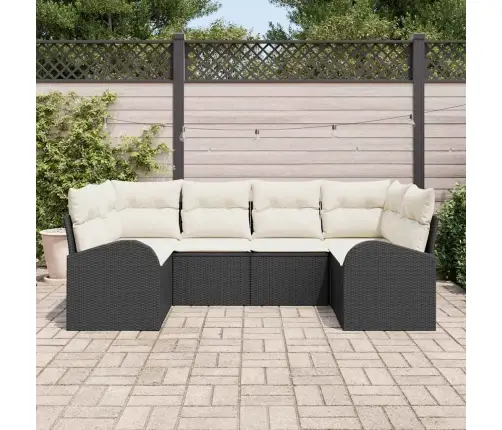 Aia Diivanikomplekt Padjaga 6 Pcs Must Polü Rattan