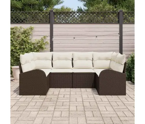 6 Daļu Dārza Dīvānu Komplekts Ar Spilveniem Brūnā Polietilēna Rotangpalma Vidaxl