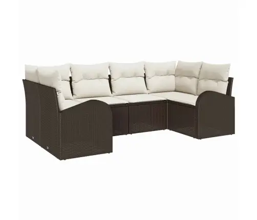 6 Daļu Dārza Dīvānu Komplekts Ar Spilveniem Brūnā Polietilēna Rotangpalma Vidaxl