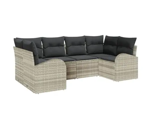 6 Gabalu Dārza Dīvānu Komplekts Ar Spilveniem Gaiši Pelēkā Poli Rotangpalmas Vidaxl