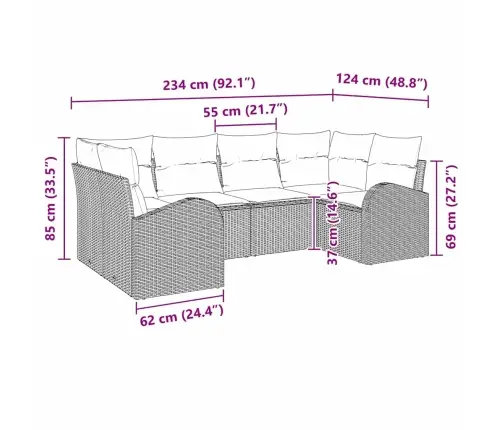 Sodo Sofų Rinkinys Su Pagalve 6 Pcs Juoda Poli Ratanas