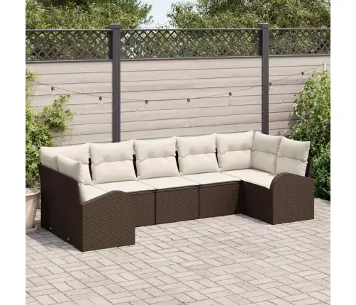 Aia Diivanikomplekt Padjaga 7 Pcs Pruun Polü Rattan