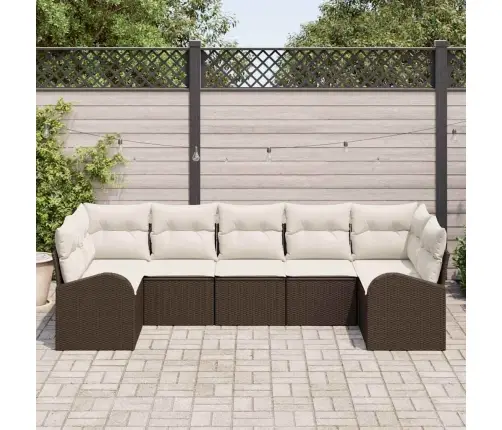 Aia Diivanikomplekt Padjaga 7 Pcs Pruun Polü Rattan