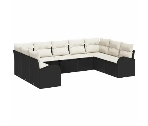 Diivanikomplekt Padjaga 9 Pcs Must Polü Rattan