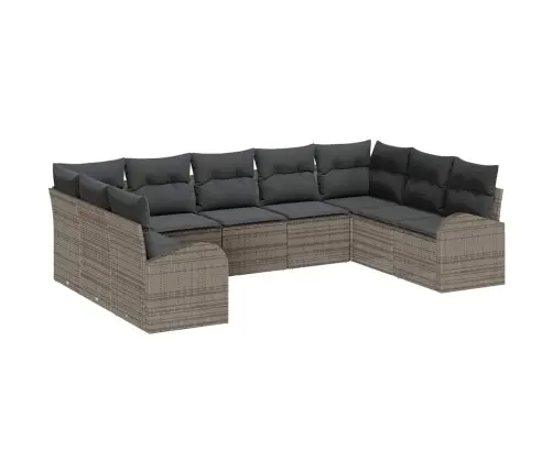 9 Gabalu Dārza Dīvānu Komplekts Ar Spilveniem Pelēkā Krāsā Vidaxl