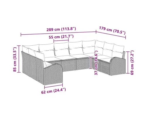Diivanikomplekt Padjaga Must Polü Rattan