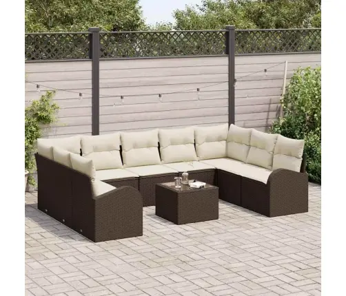 Diivanikomplekt Padjaga 10 Pcs Pruun Polü Rattan