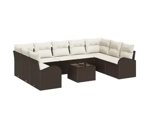 Diivanikomplekt Padjaga 10 Pcs Pruun Polü Rattan