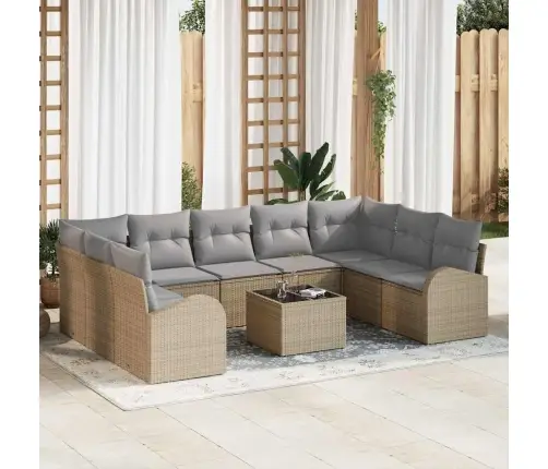 10 Daļu Dārza Dīvānu Komplekts Ar Spilveniem Melnas Poli Rotangpalmas Vidaxl