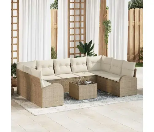 10 Gab. Dārza Dīvānu Komplekts Ar Spilveniem Brūnā Poli Rotangpalmas Vidaxl