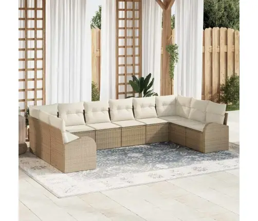 Diivanikomplekt Padjaga 10 Pcs Beež Polürottang