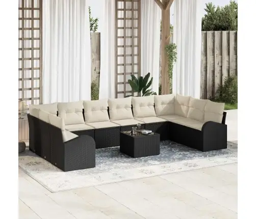 10 Daļu Dārza Dīvānu Komplekts Ar Spilveniem Brūnā Poli Rotangpalma Vidaxl