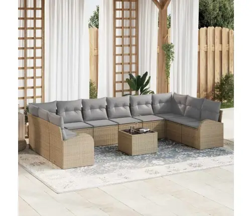 11 Daļu Dārza Dīvānu Komplekts Ar Spilveniem Melnajā Rotangā Vidaxl