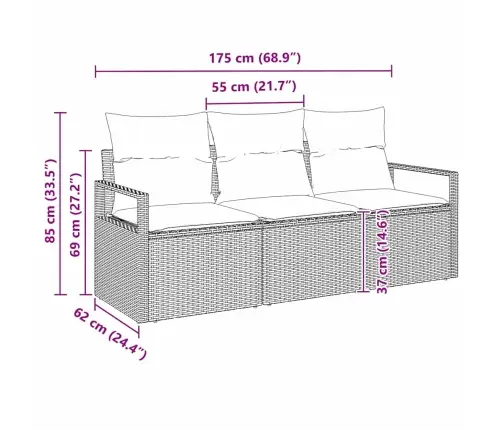 Sofos Komplektas 3 Pcs Smėlio Poliratanas