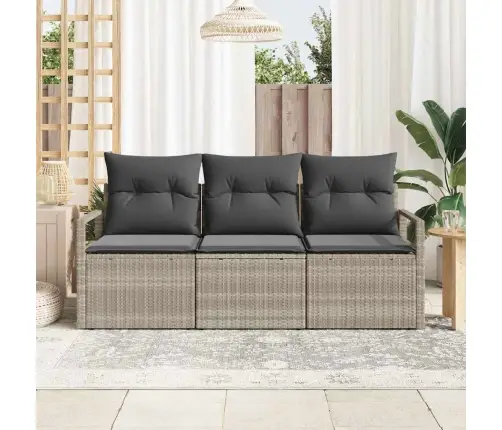 Sofos Komplektas 3 Pcs Šviesiai Pilka Poliratanas