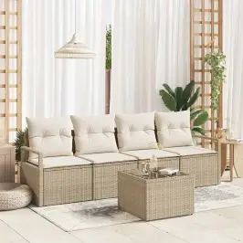 Dārza Dīvānu Komplekts 5 Pcs Bēšs Un Krēms 55 X 55 X 37 Cm Vidaxl