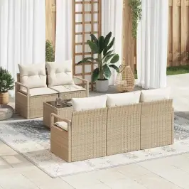Dārza Dīvānu Komplekts 6 Pcs Bēšs Un Krēms 55 X 55 X 37 Cm Vidaxl