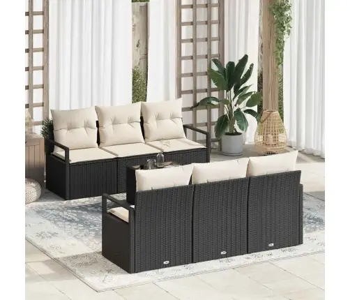 Sofos Komplektas 7 Pcs Juoda Ir Kreminė Poliratanas