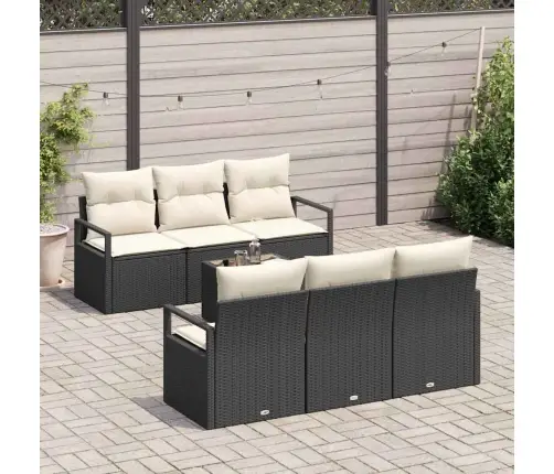 Sofos Komplektas 7 Pcs Juoda Ir Kreminė Poliratanas