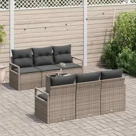 Sodo Sofų Rinkinys 7 Pcs Pilka 55 X 55 X 37 Cm Poliratanas