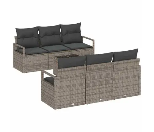 Sodo Sofų Rinkinys 7 Pcs Pilka 55 X 55 X 37 Cm Poliratanas