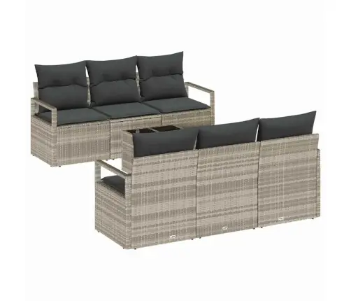 Sofos Komplektas 7 Pcs Šviesiai Pilka Poliratanas Sofos Komplektas 7 Pcs Šviesiai Pilka Poliratanas