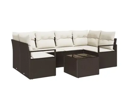 Sofos Komplektas 7 Pcs Ruda Ir Grietinėlė Poliratanas