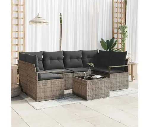 7 Gab. Dārza Dīvānu Komplekts Ar Spilveniem Pelēkā Poliratanā Vidaxl