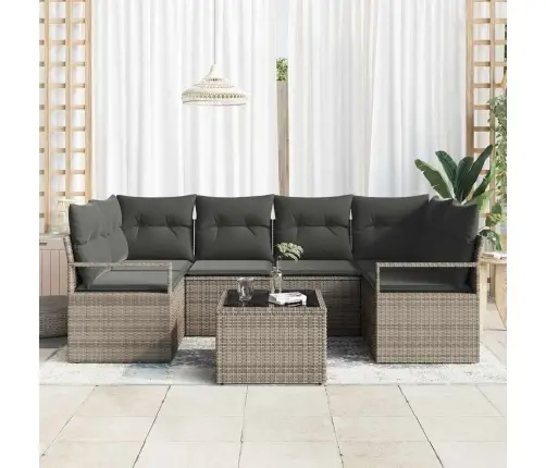 7 Gab. Dārza Dīvānu Komplekts Ar Spilveniem Pelēkā Poliratanā Vidaxl