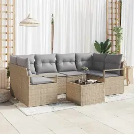 Sodo Sofų Rinkinys 7 Pcs Bežinė Ir Pilka 55 X 55 X 37 Cm